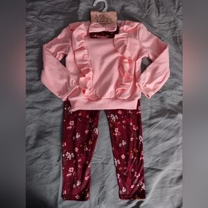 Just Lizzy (2) Piece Sweater & Pant Set w Matching Headband/Size 4T/Floral